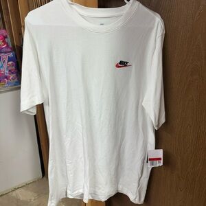 Nike Men's White Tee with Red Logo